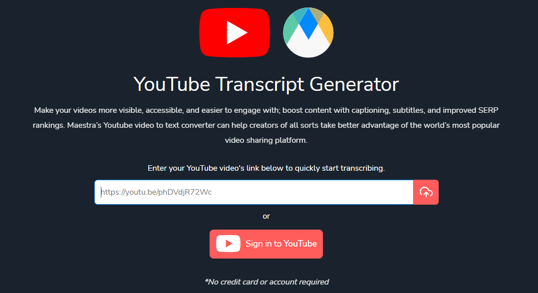 Download a Youtube transcript using Maestra's AI transcription tool.