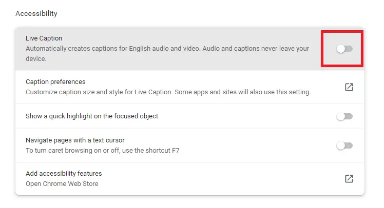 Turn off live caption on Chrome through settings.