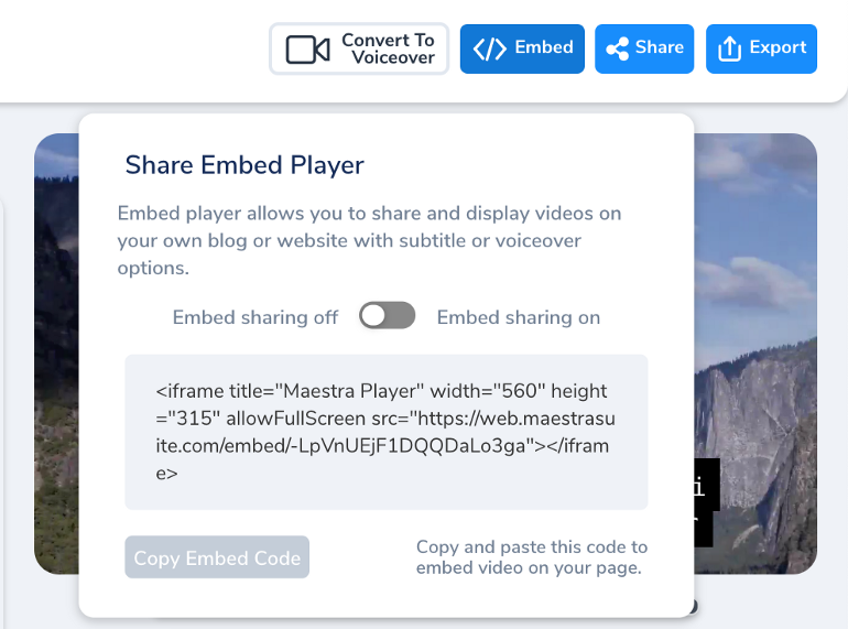 Share Embed Modal
